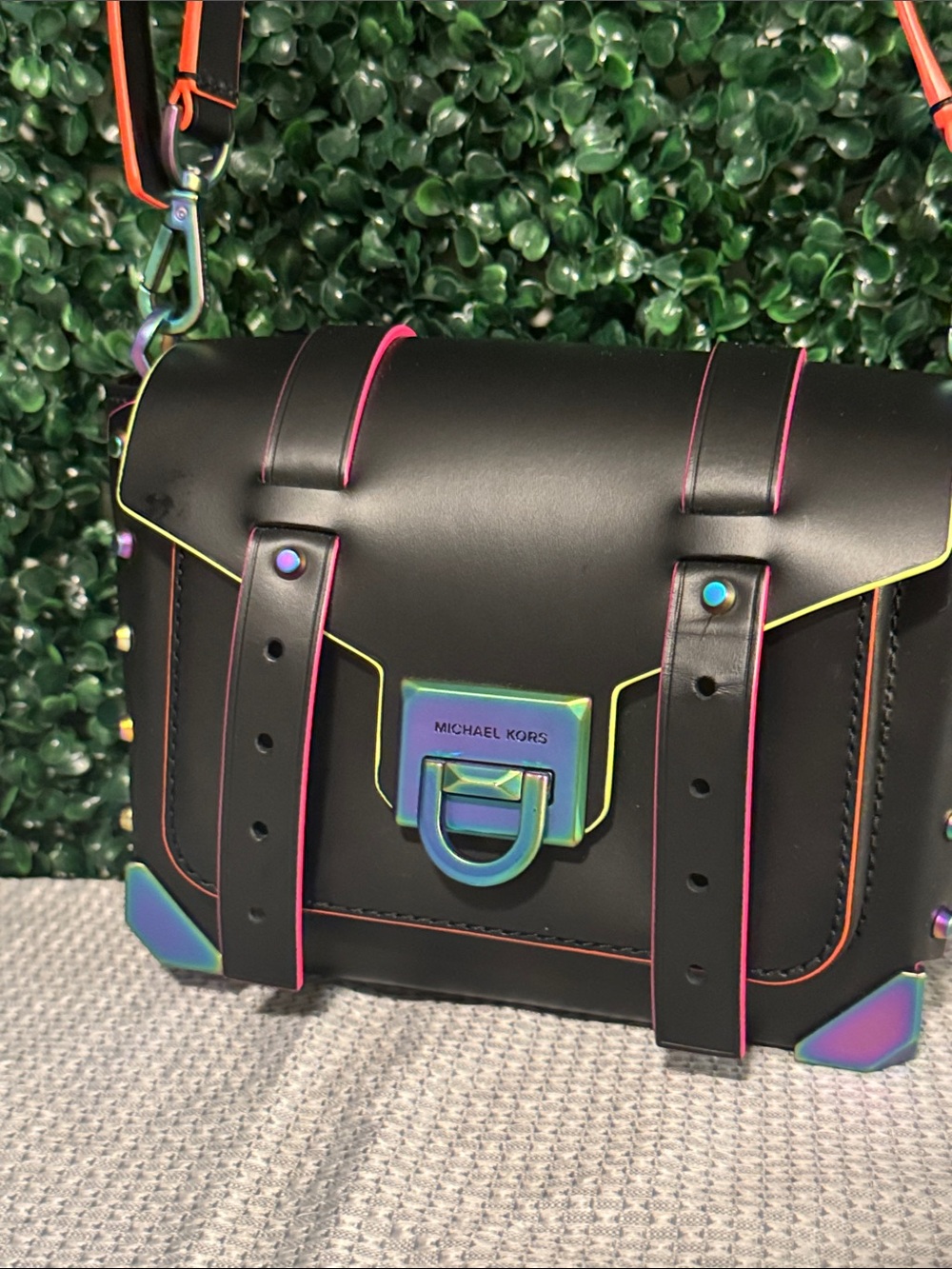 Michael Kors Black Crossbody Bag with Neon Trim - Picture 3 of 12